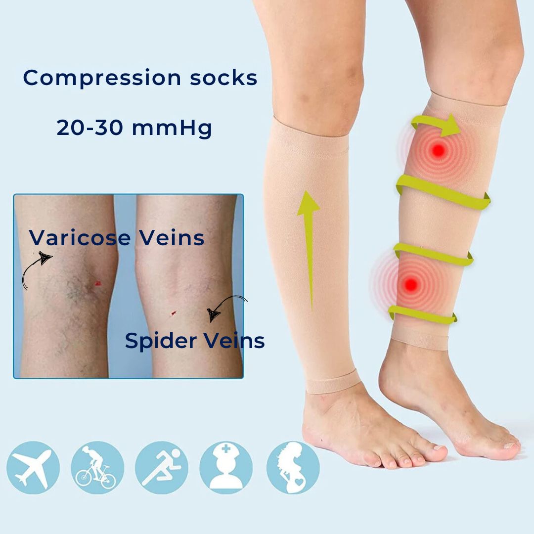 Calf Compression Socks | Soft Elastic Fabric | Circulation Support