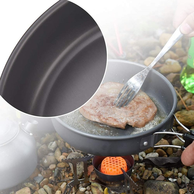 Camping Cookware Kit | Steam, Boil & Fry Multi-Function Set | Lightweight & Durable