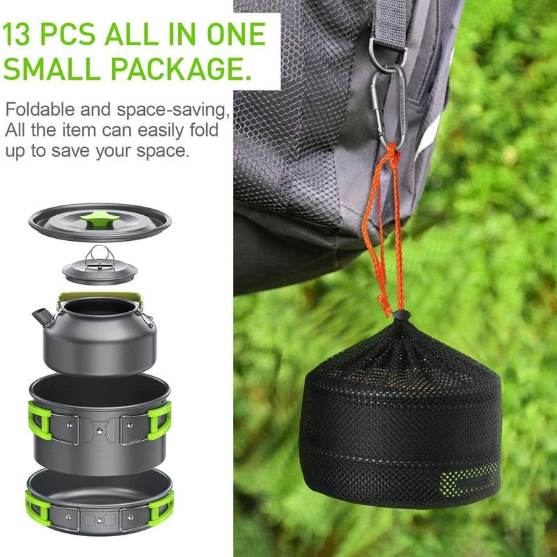 Camping Cookware Kit | Steam, Boil & Fry Multi-Function Set | Lightweight & Durable
