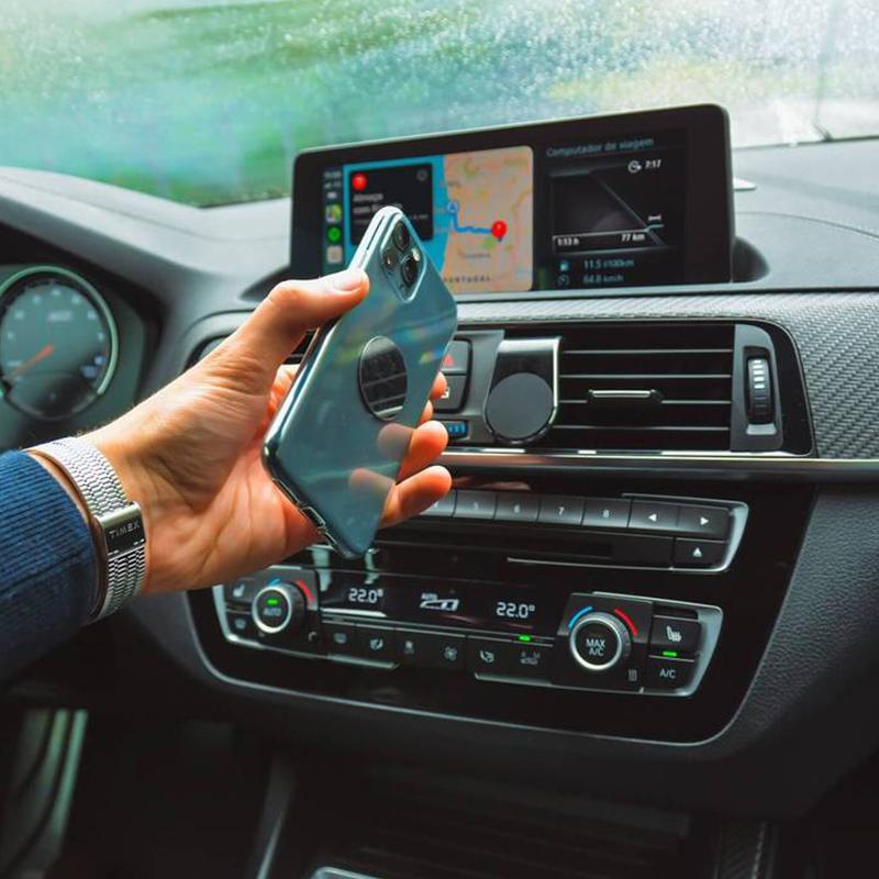 Car Air Vent Phone Holder | L-Shaped Magnetic Mount | Aluminum & Silicone | Universal Fit 3.5-7 in