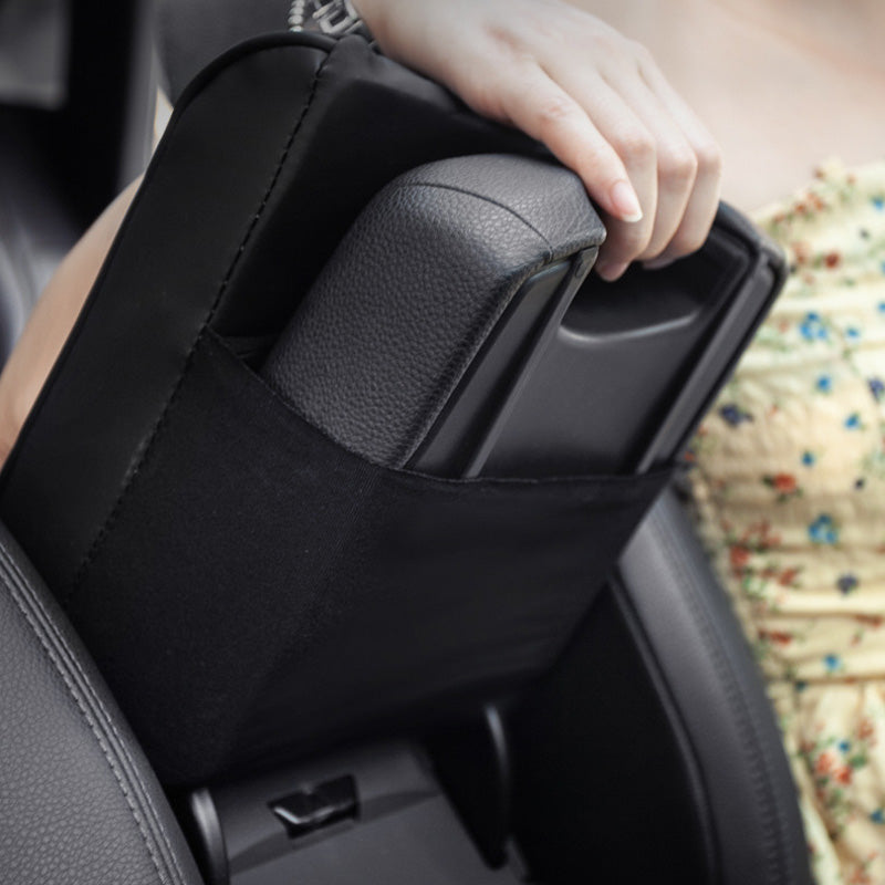 Car Center Console Armrest Cover | Memory Foam Padded | Synthetic Leather & Anti-Slip Backing