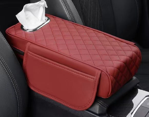 Car Center Console Armrest Cover | Memory Foam Padded | Synthetic Leather & Anti-Slip Backing