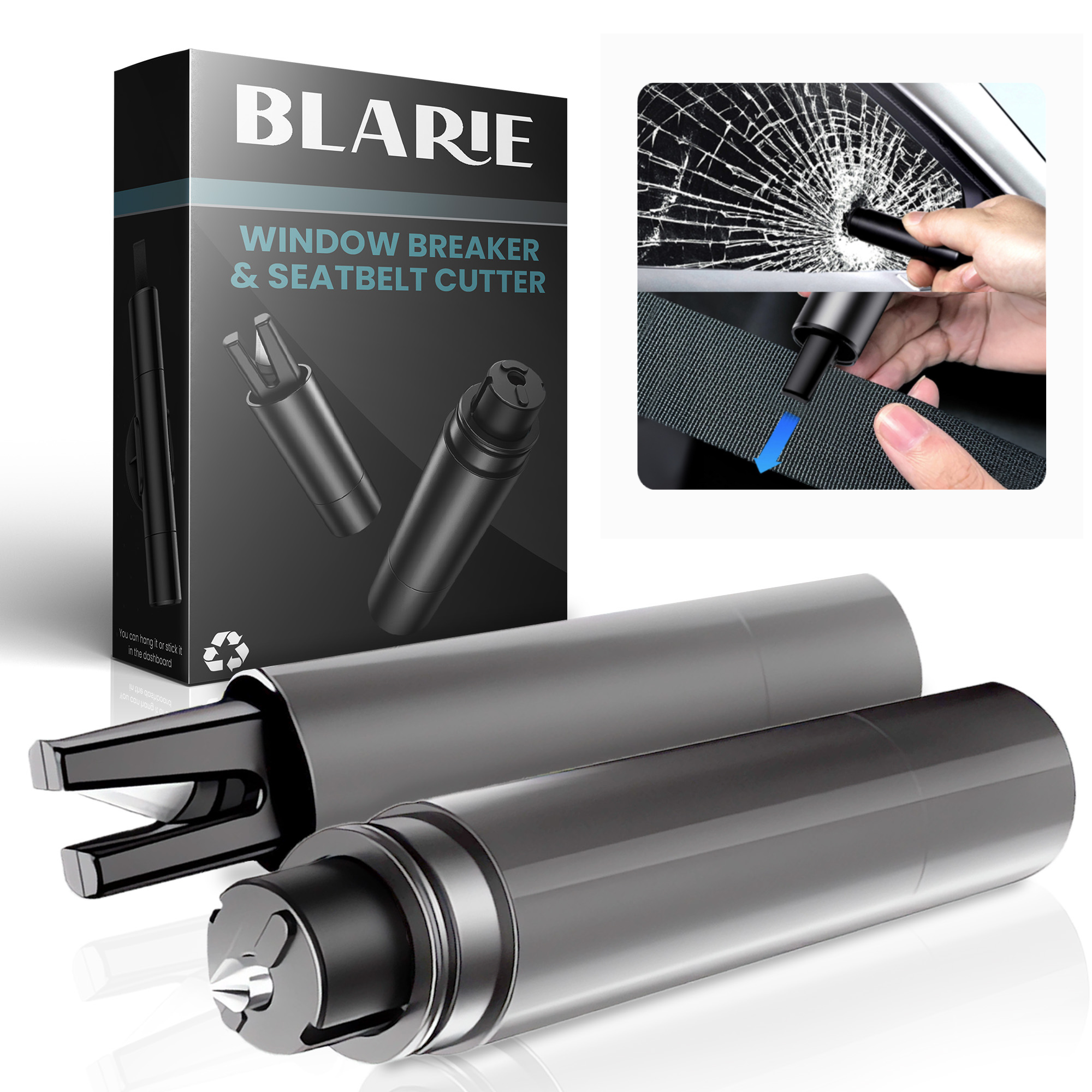 Car Escape Hammer | Tungsten Tip Window Breaker | Stainless Steel Seatbelt Cutter