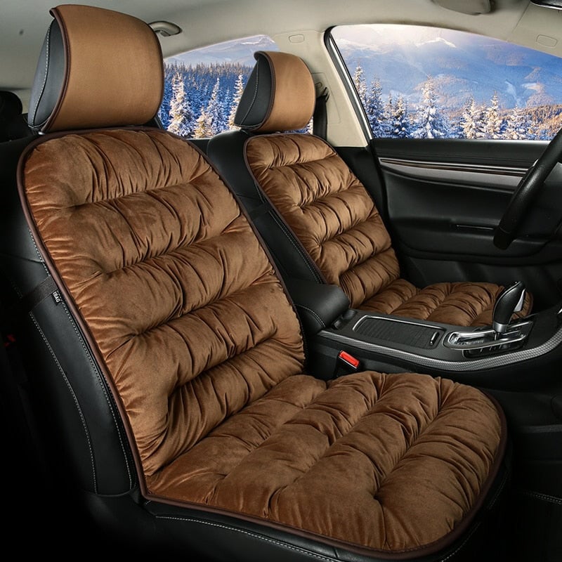 Car Front Seat Cushion Pad | Full-Length Quilted Plush | 19.1 x 40.6 in