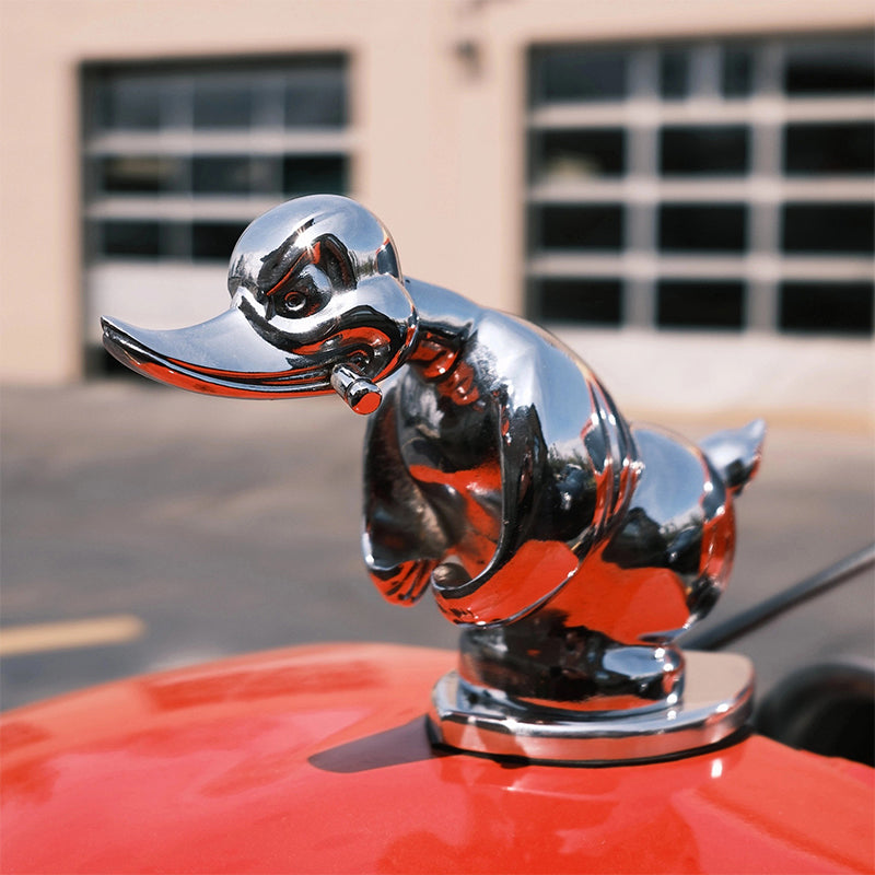 Car Hood Ornament | Angry Duck Design | Chrome-Plated Rubber 6×4 in | Universal Fit