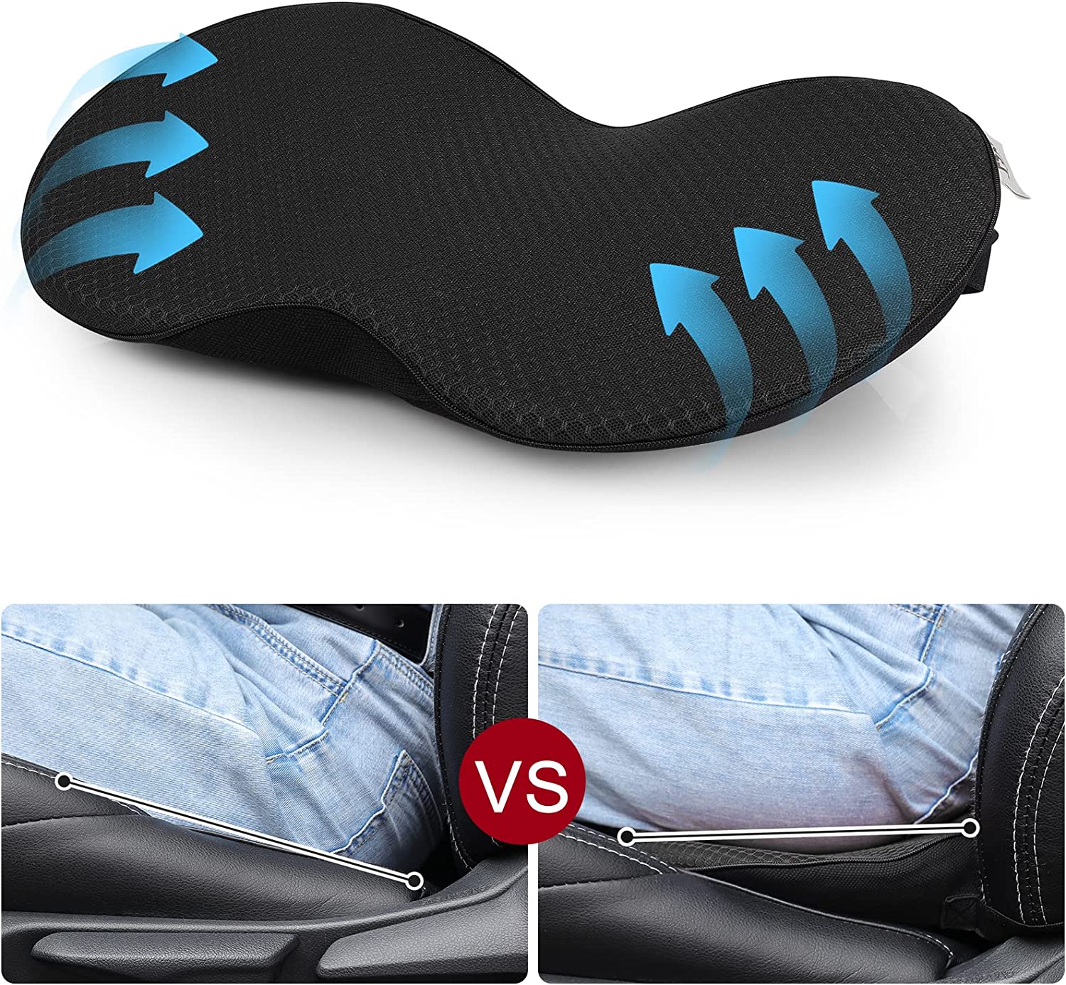 Car Seat Booster for Short Drivers | Ergonomic Memory Foam 3.5in Lift | Removable Breathable Cover