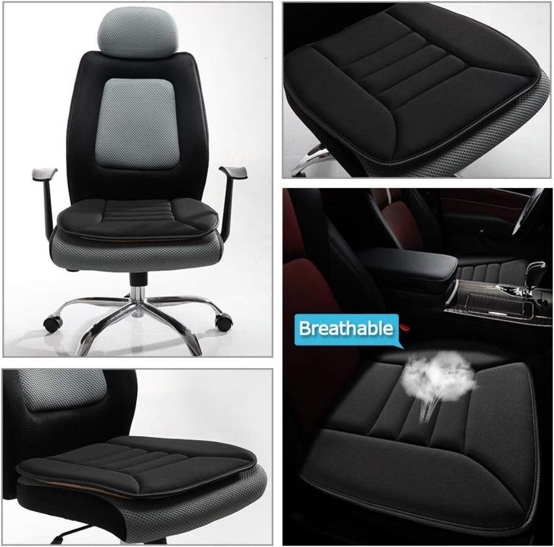 Car Seat Cushion | Memory Foam Ergonomic Support | Breathable Fabric & Silicone Gel | Lumbar Support