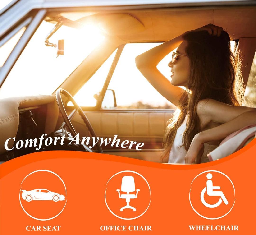 Car Seat Cushion | Memory Foam Ergonomic Support | Breathable Fabric & Silicone Gel | Lumbar Support