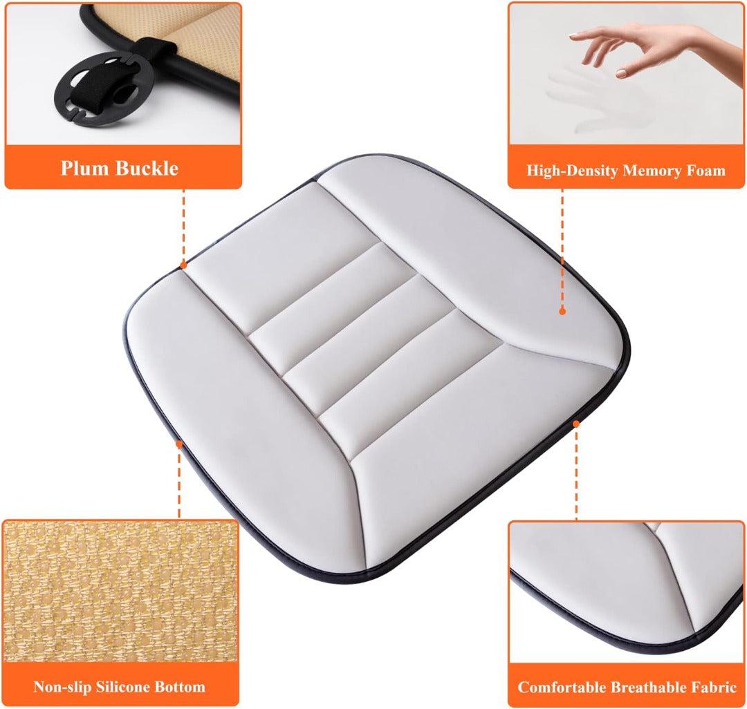 Car Seat Cushion | Memory Foam Ergonomic Support | Breathable Fabric & Silicone Gel | Lumbar Support