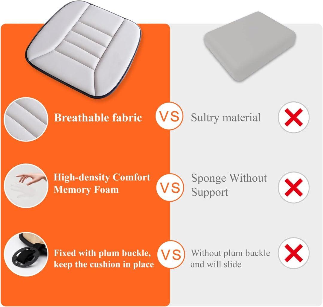 Car Seat Cushion | Memory Foam Ergonomic Support | Breathable Fabric & Silicone Gel | Lumbar Support
