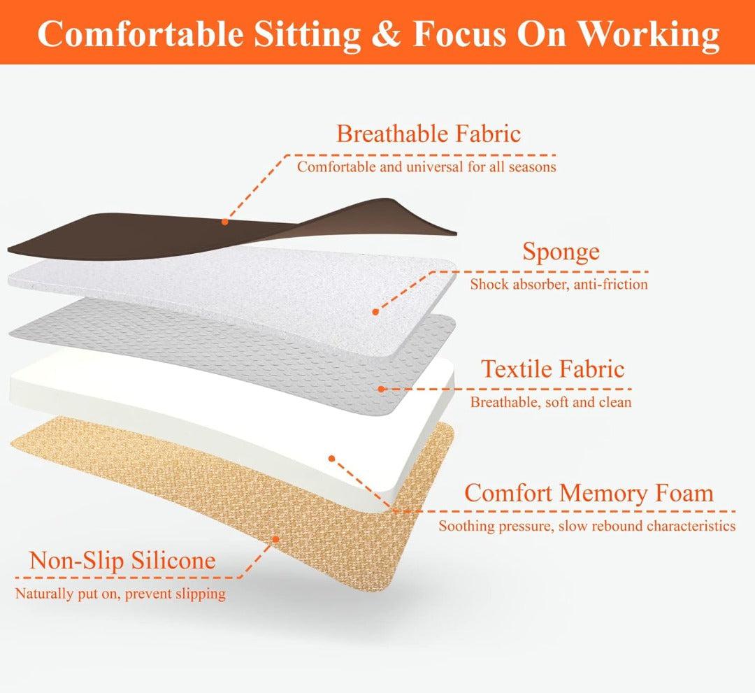Car Seat Cushion | Memory Foam Support | Breathable Cover & Silicone Gel | Pain Relief