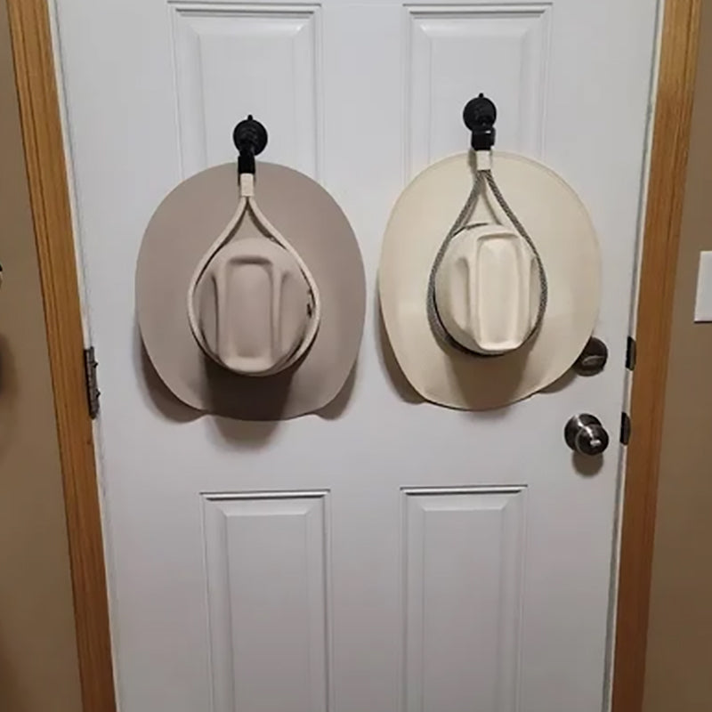 Car & Truck Hat Holder | Lasso Rope Cowboy Style | Suction Cup Mount & Leather Cord | Secure Hold