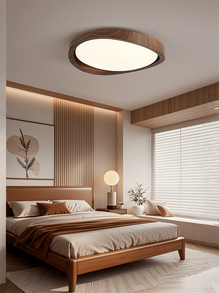 Ceiling Lamp | Modern Curved LED Design | Walnut Finish & 45cm | Living Room
