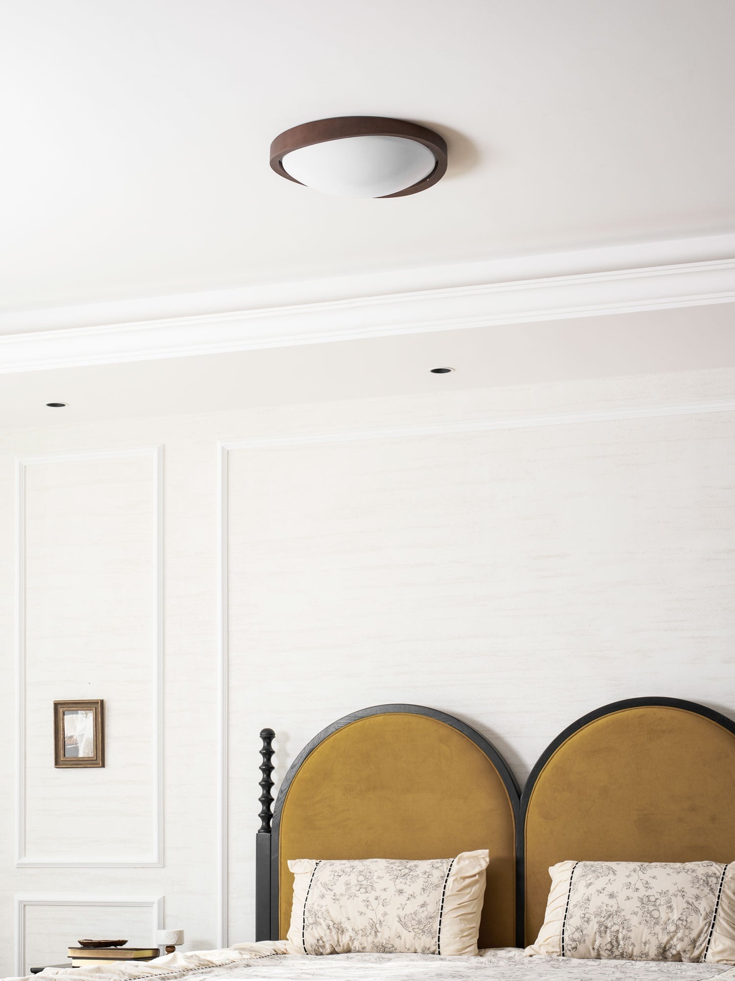 Ceiling Lamp | Modern Curved LED Design | Walnut Finish & 45cm | Living Room
