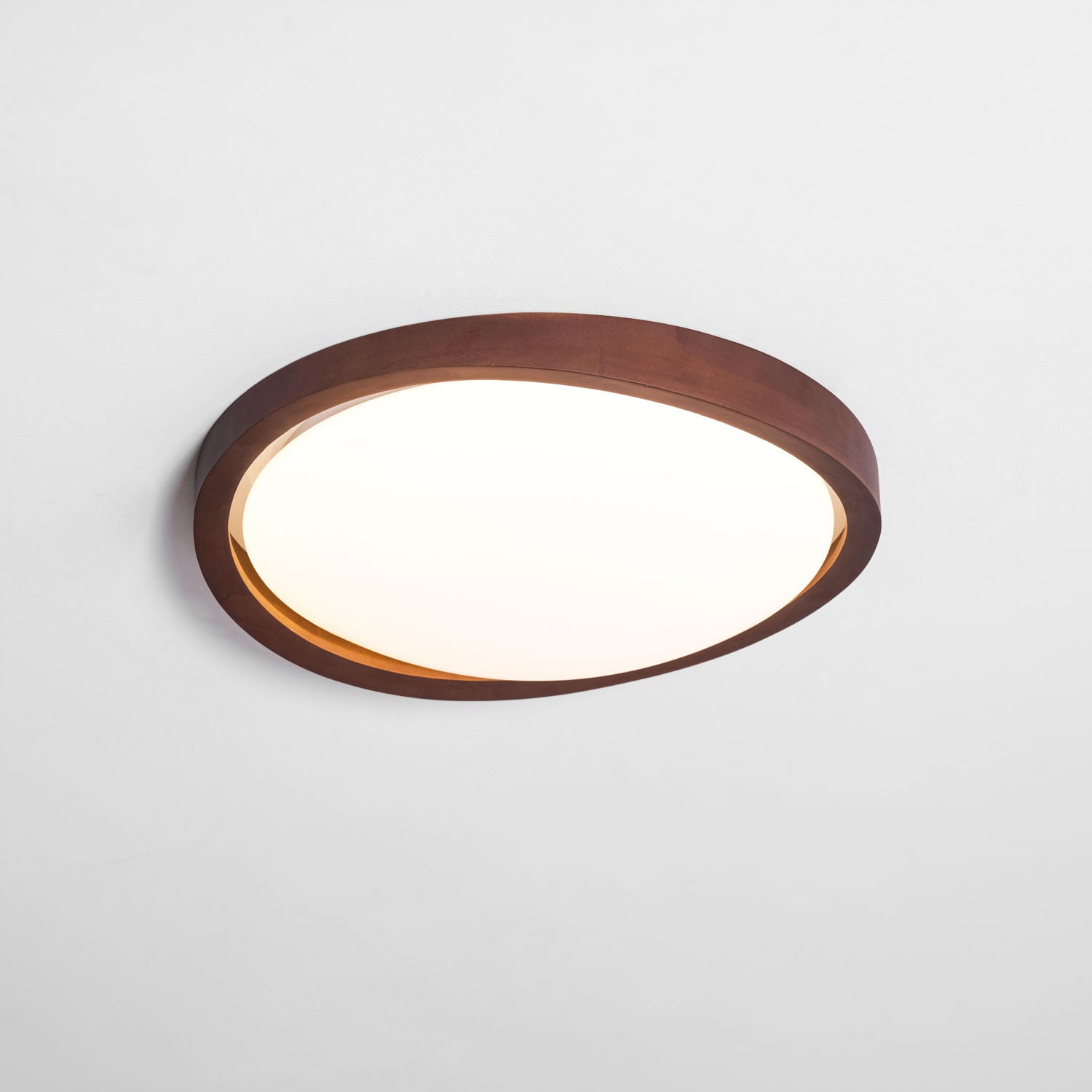 Ceiling Lamp | Modern Curved LED Design | Walnut Finish & 45cm | Living Room