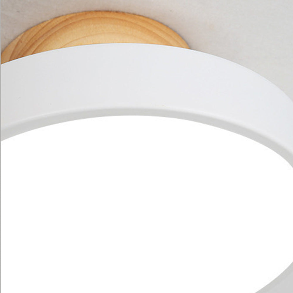 Ceiling Lamp | Scandinavian Design | Wood Accent & Metal Housing | Low-Profile for Small Rooms