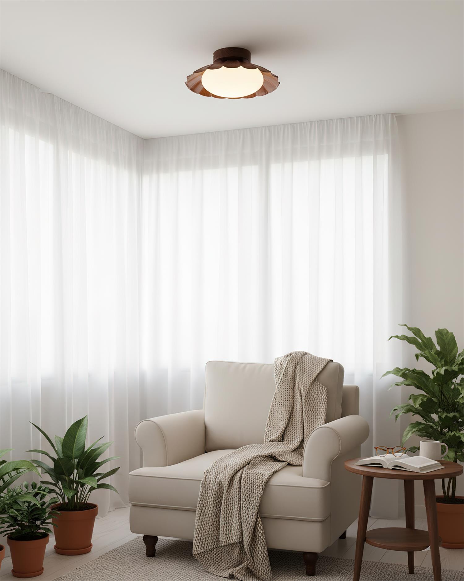 Ceiling Light | Sculptural Wavy Cloud Design | Integrated LED | 25cm Diameter, Moisture-Resistant