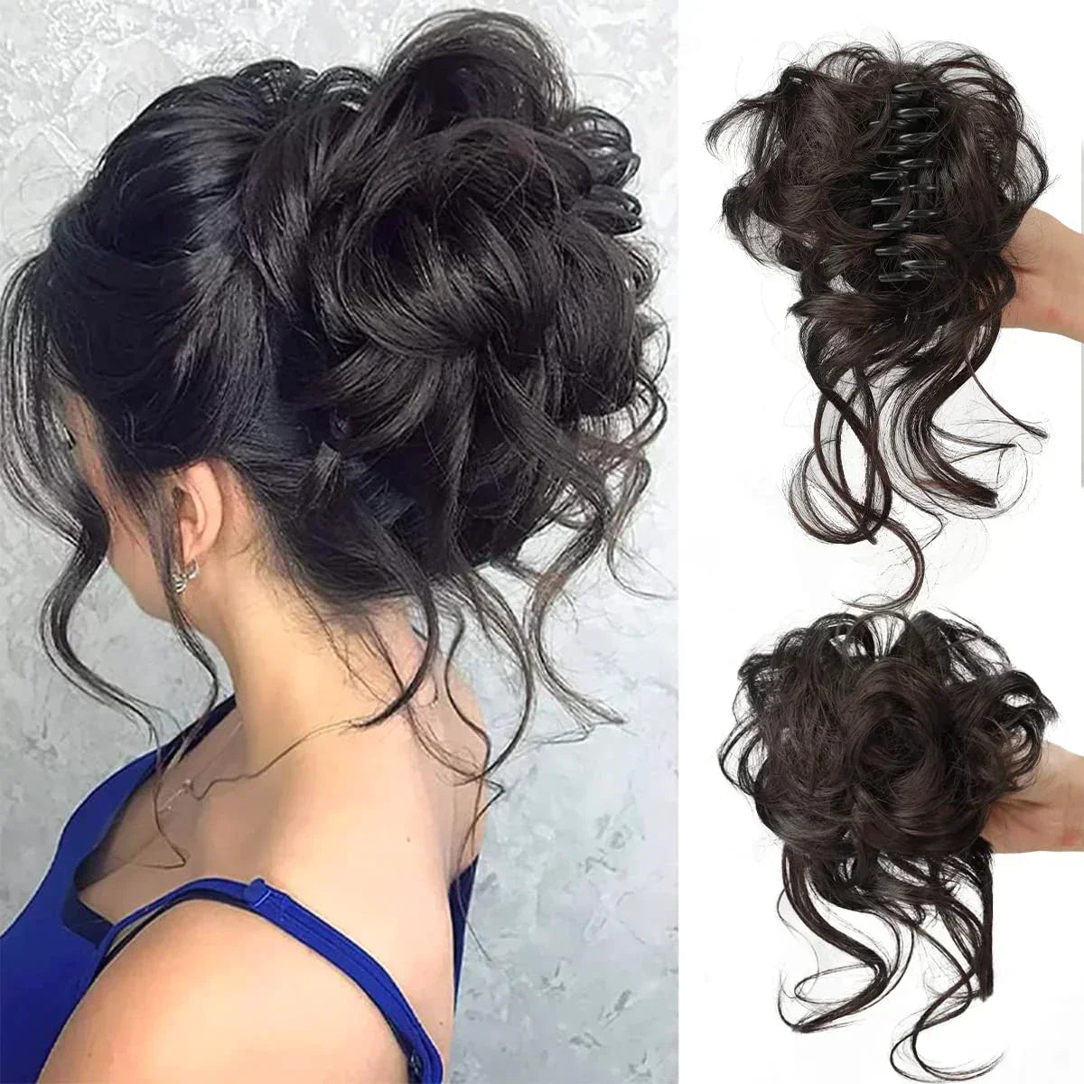 Clip-In Curly Hair Bun | Natural-Looking Curls | Secure Clip Attachment