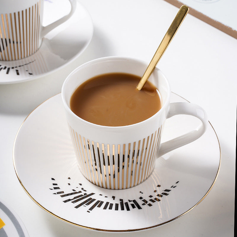 Coffee Mug | Dynamic Mirror Reflection Design | Gold Rim & Smooth Round Handle