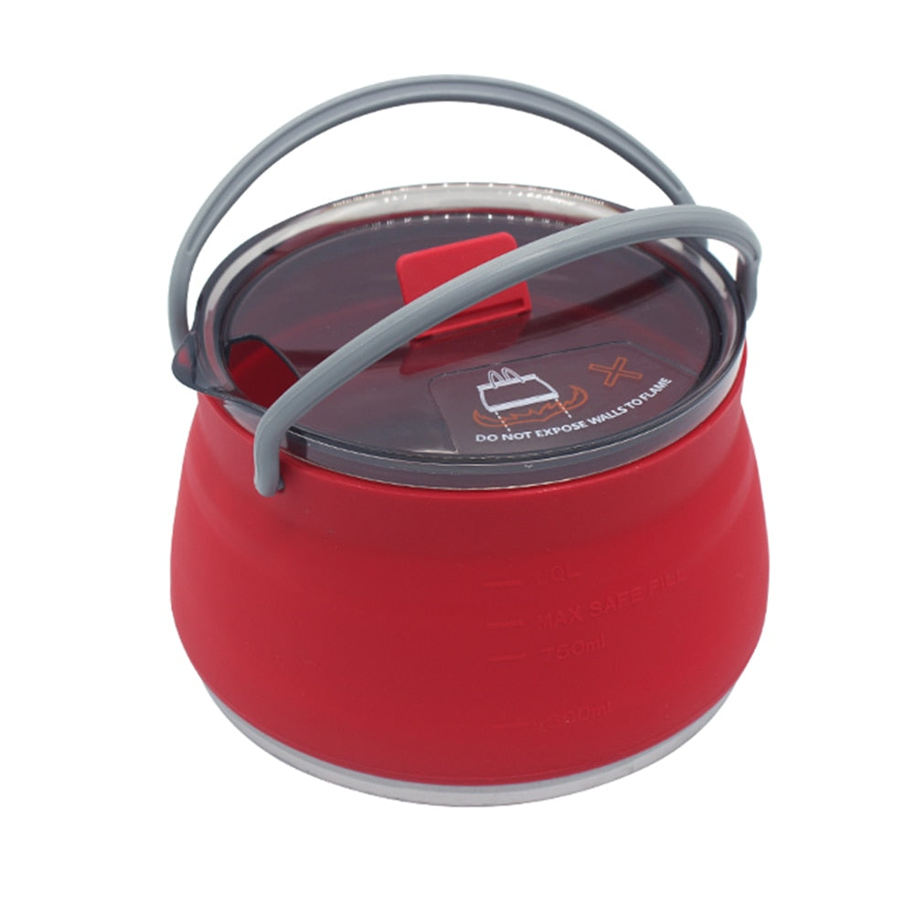 Collapsible Camping Kettle | Multifunctional Boil & Cook | Stainless Steel, 1L Capacity