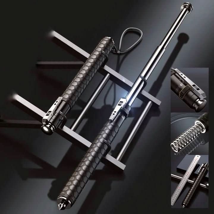 Collapsible Trekking Pole | Automatic Deploy | Aluminum Body & Anti-Slip Grip | Self-Defense