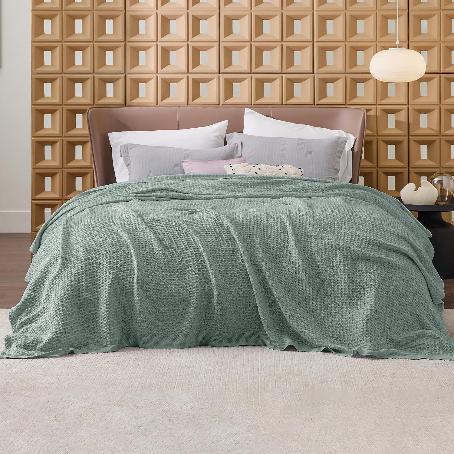 Cooling Blanket | Waffle Weave Cooling Design | 100% Cotton Queen | Lightweight & Breathable