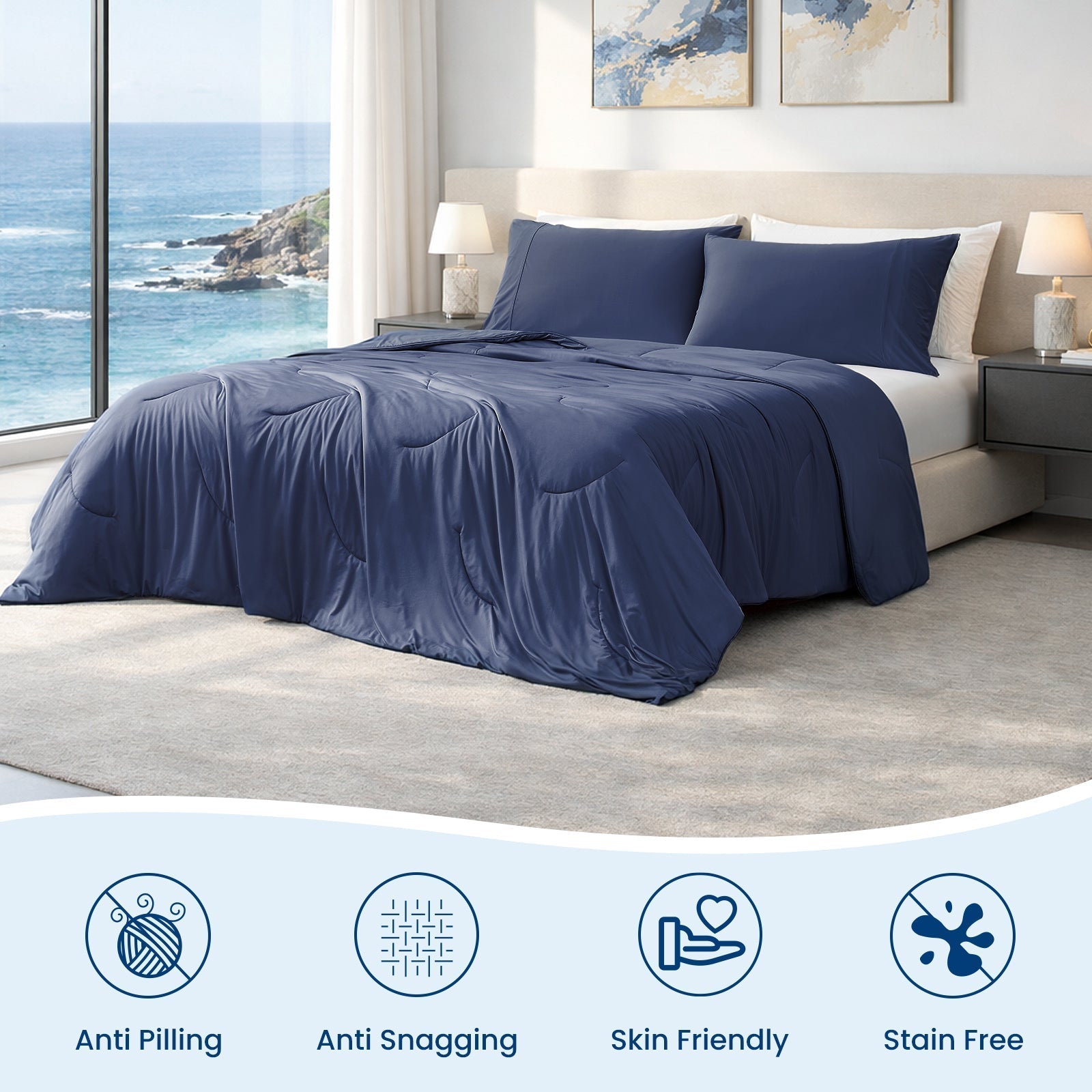 Cooling Comforter | Advanced Cooling Fabric | Double-Sided Design | Year-Round Comfort