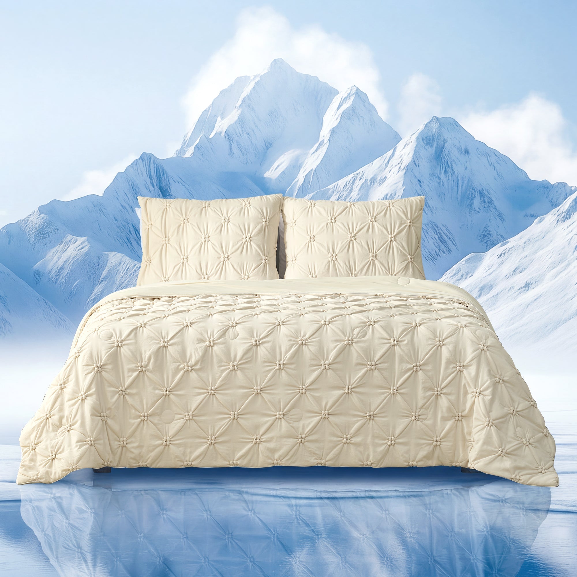 Cooling Comforter | Elegant Pintuck Design | Breathable Lightweight Fabric | Summer Bedding