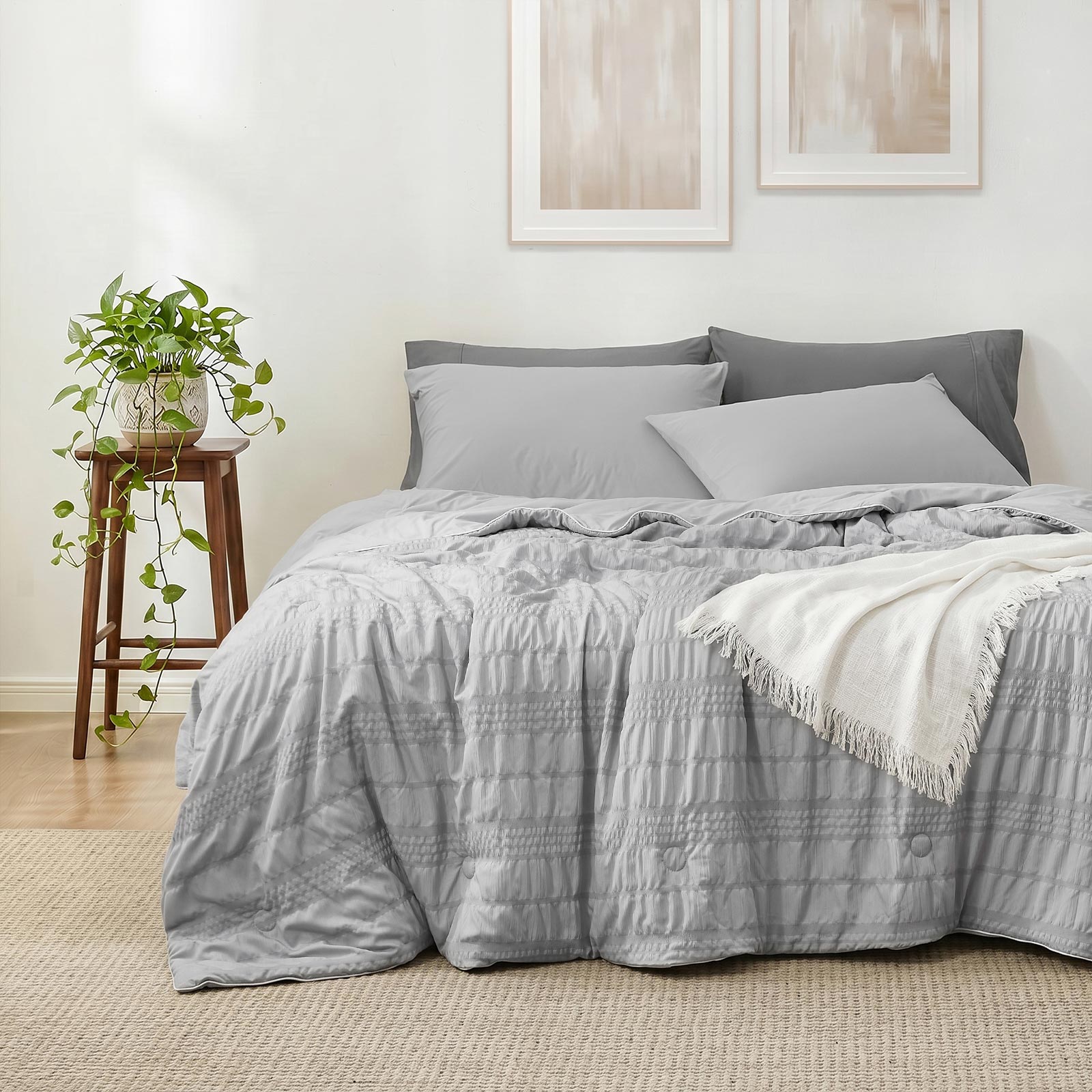 Cooling Comforter | Seersucker & Advanced Airflow | Lightweight, Machine-Washable | For Hot Sleepers