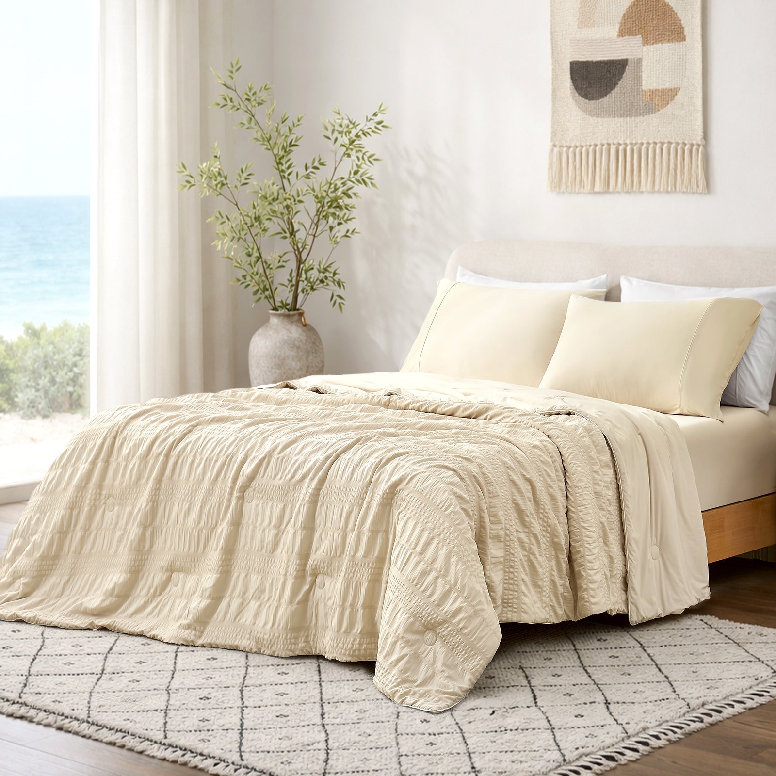 Cooling Comforter | Seersucker & Advanced Airflow | Lightweight, Machine-Washable | For Hot Sleepers