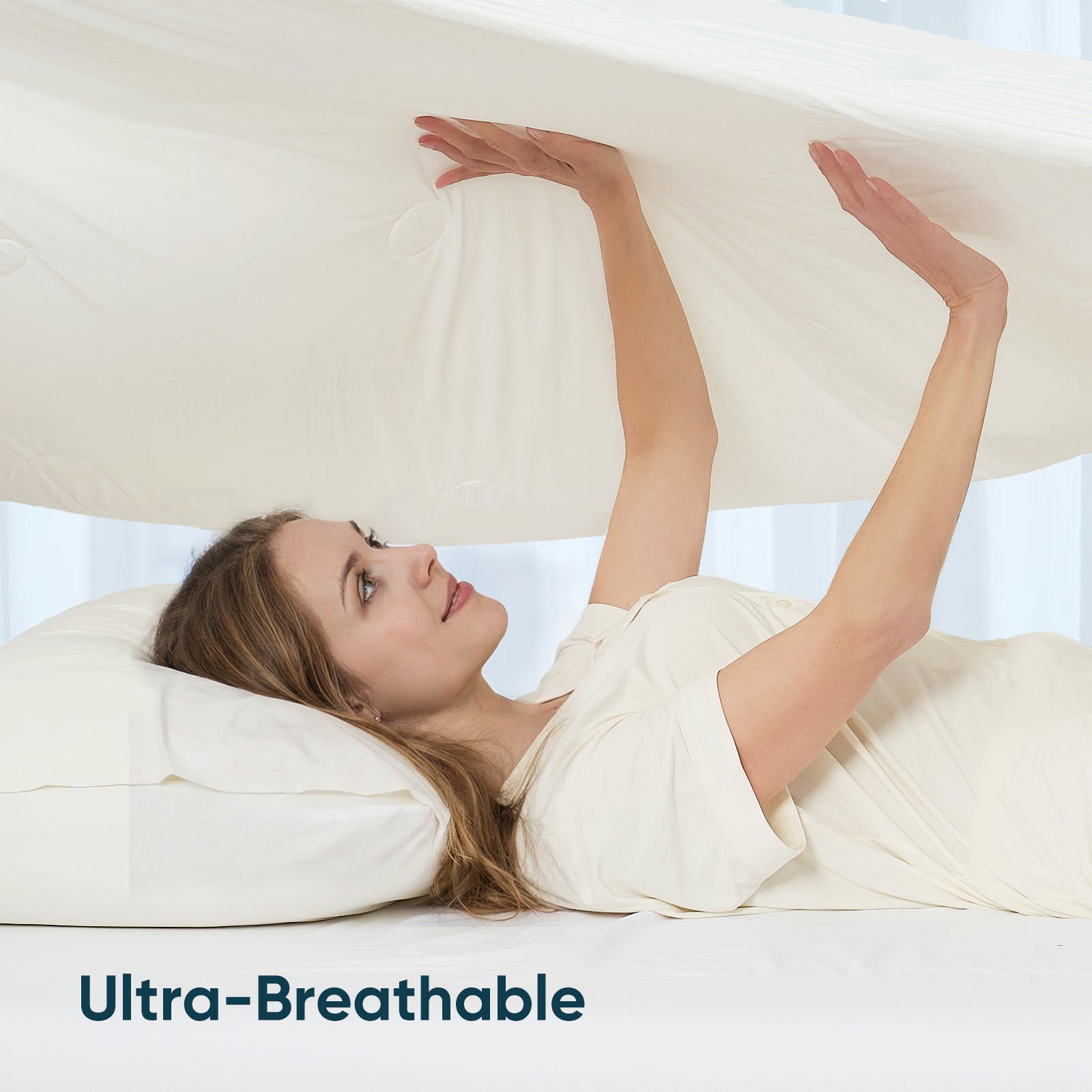 Cooling Comforter | Striped Design | Lightweight Breathable Fabric for Hot Sleepers