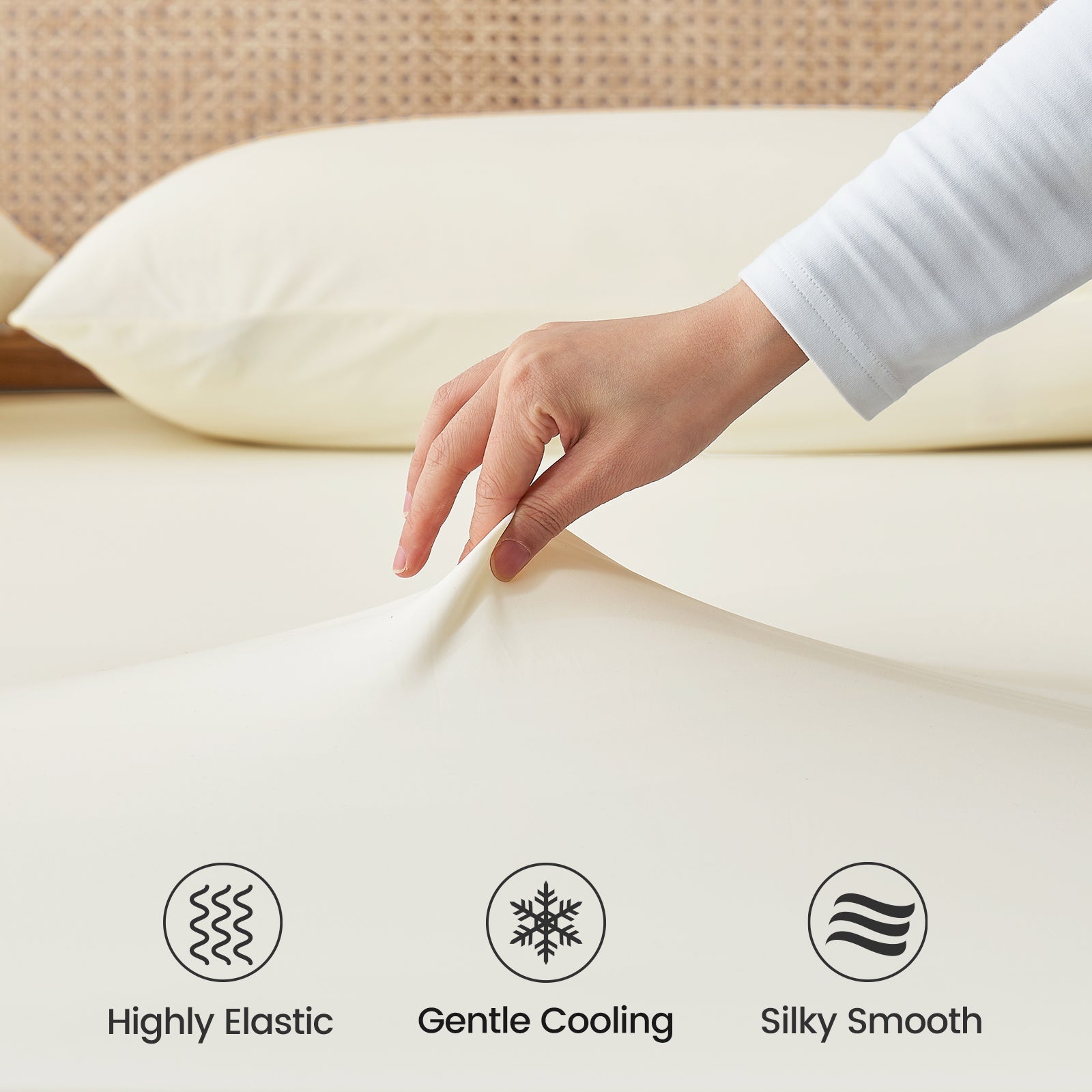 Cooling Fitted Sheet Set | Japanese Cooling Fabric | Deep Pockets up to 15 in