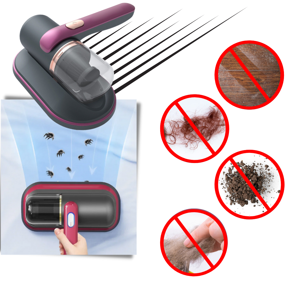 Cordless Dust Mite Vacuum | UV-C Lamp & Powerful Suction | USB-C Fast Charging | Allergen Reduction
