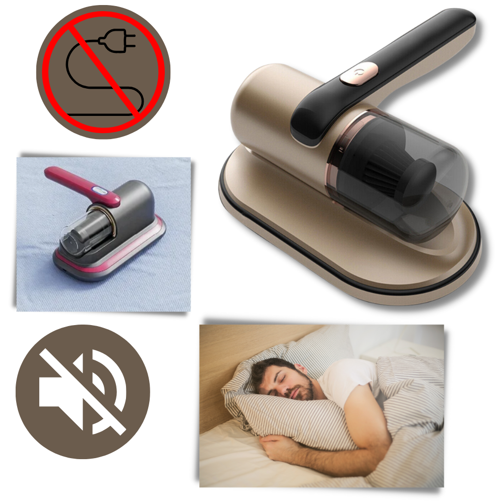 Cordless Dust Mite Vacuum | UV-C Lamp & Powerful Suction | USB-C Fast Charging | Allergen Reduction