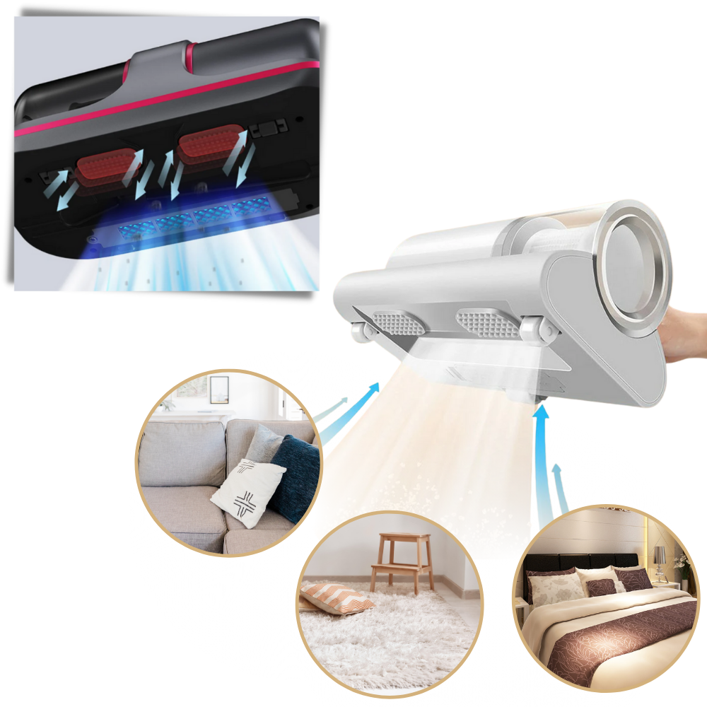 Cordless Dust Mite Vacuum | UV-C Lamp & Powerful Suction | USB-C Fast Charging | Allergen Reduction