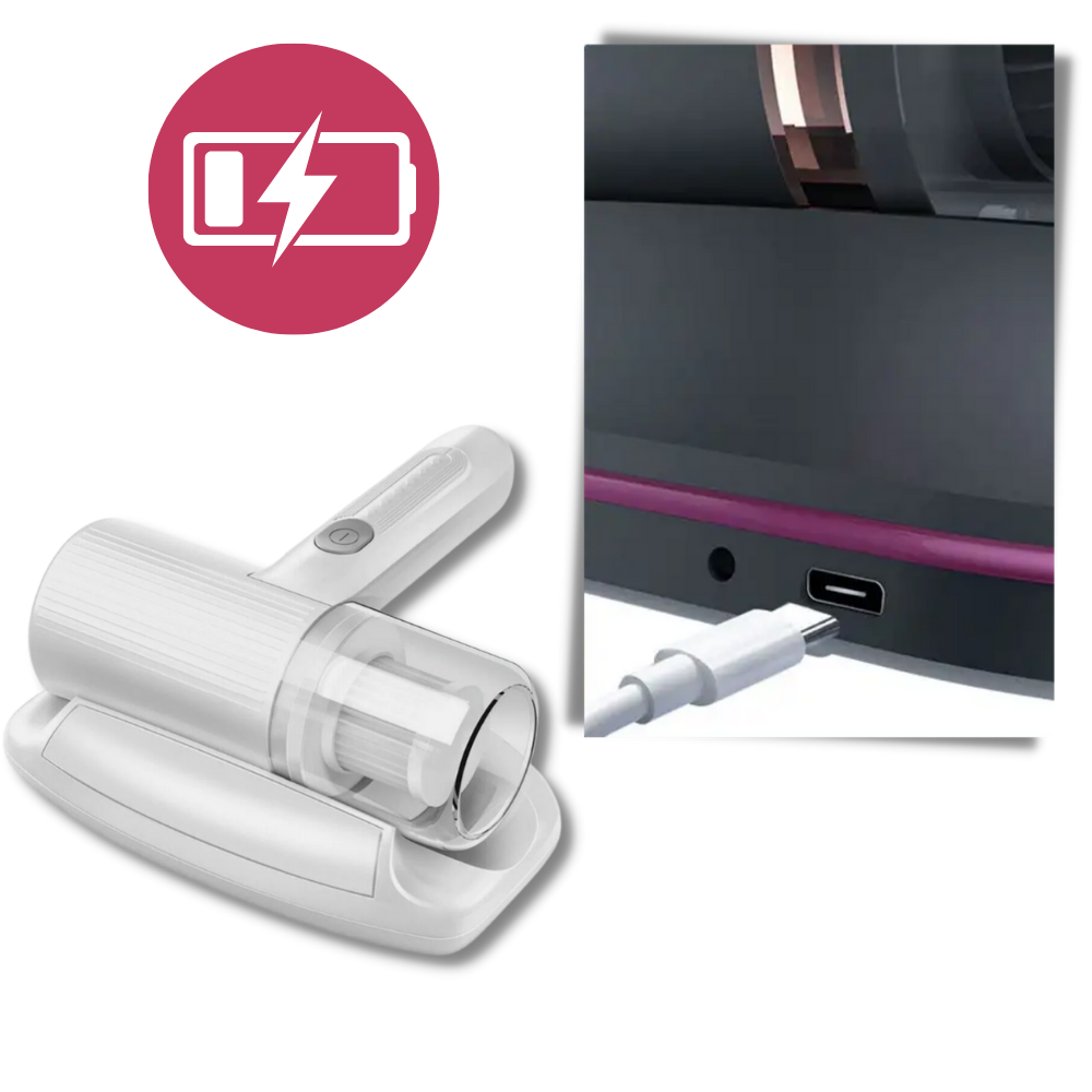 Cordless Dust Mite Vacuum | UV-C Lamp & Powerful Suction | USB-C Fast Charging | Allergen Reduction