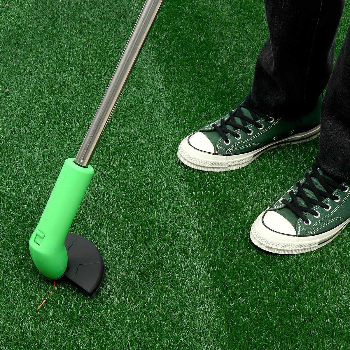 Cordless Grass Cutter | Handheld Lightweight Trimmer | Extension Pole & Debris Shield