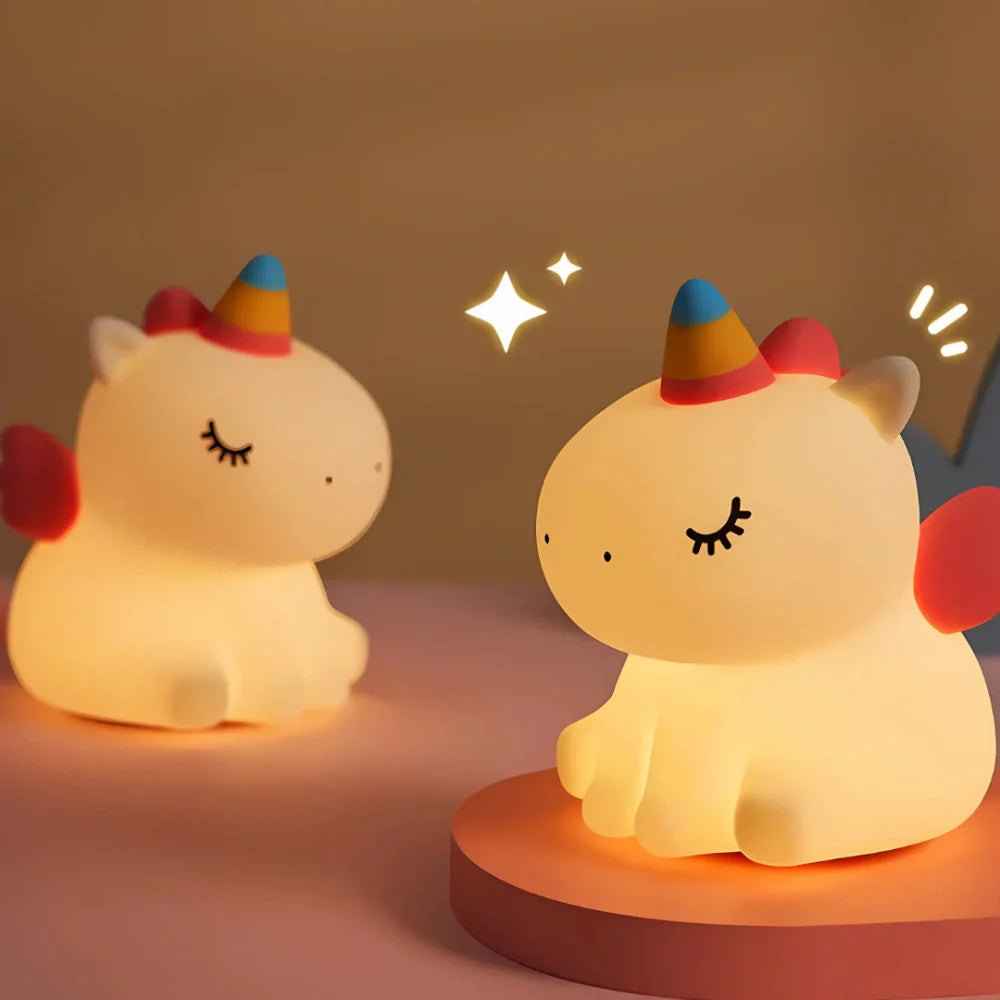 Cute Animal LED Night Lamp | Touch & Squeeze Control | Rechargeable Battery | Soothing Ambience