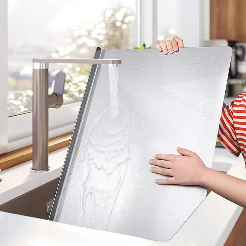 Cutting Board | Stainless Steel | Non-Slip Base & Raised Edge | Dishwasher Safe