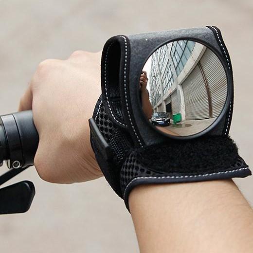Cycling Wrist Mirror | Adjustable Wide-Angle Mirror | Breathable Mesh Strap & Pocket | Secure Fit