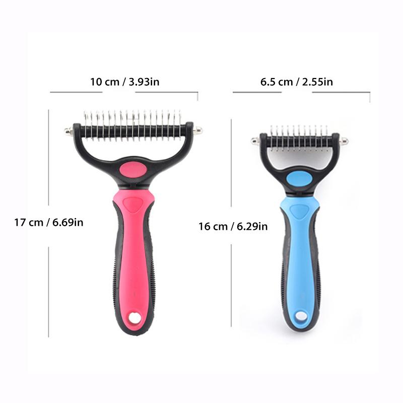 Dog & Cat Grooming Brush | Deshedding & Dematting Tool | Stainless Steel Blade | Gentle on Skin