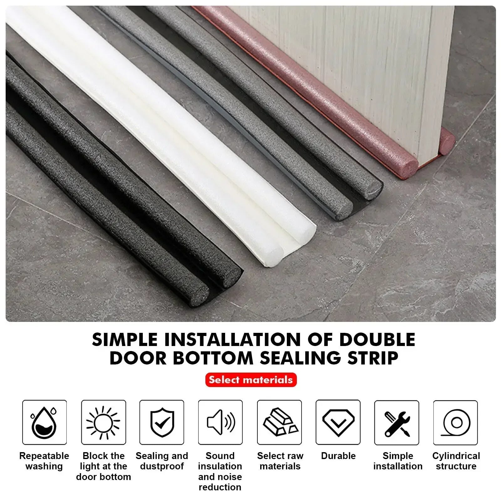Door Draft Stopper | Weatherproof Foam Seal | 37 in Length | Peel-and-Stick Adhesive