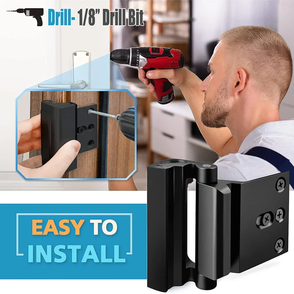 Door Security Latch | Anti-Theft Reinforcement | Aluminum, 33×23 cm | Child-Safe