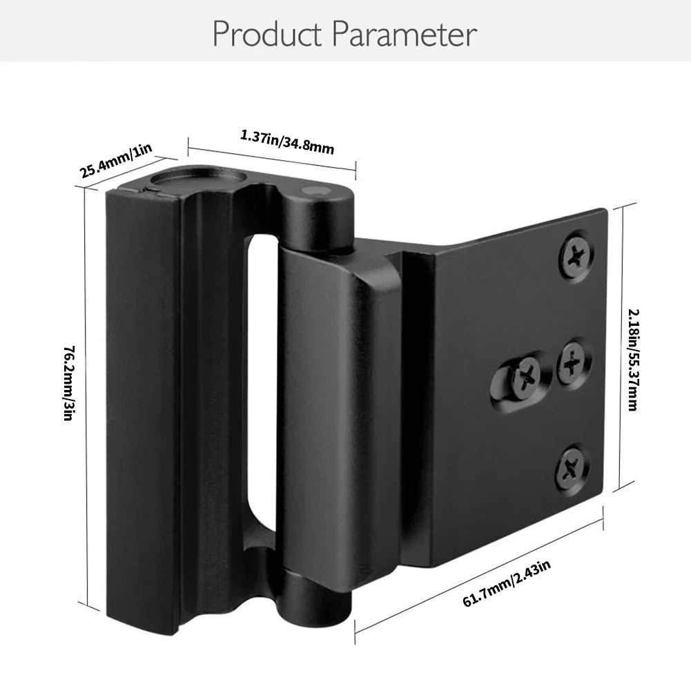 Door Security Latch | Anti-Theft Reinforcement | Aluminum, 33×23 cm | Child-Safe