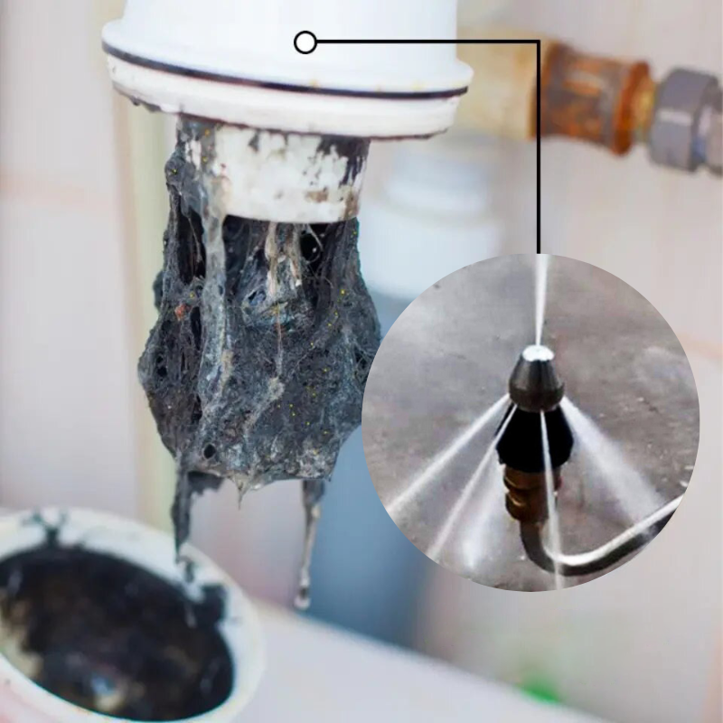 Drain Cleaning Nozzle | High-Pressure Jetting | Stainless Steel | Quick Clog Removal