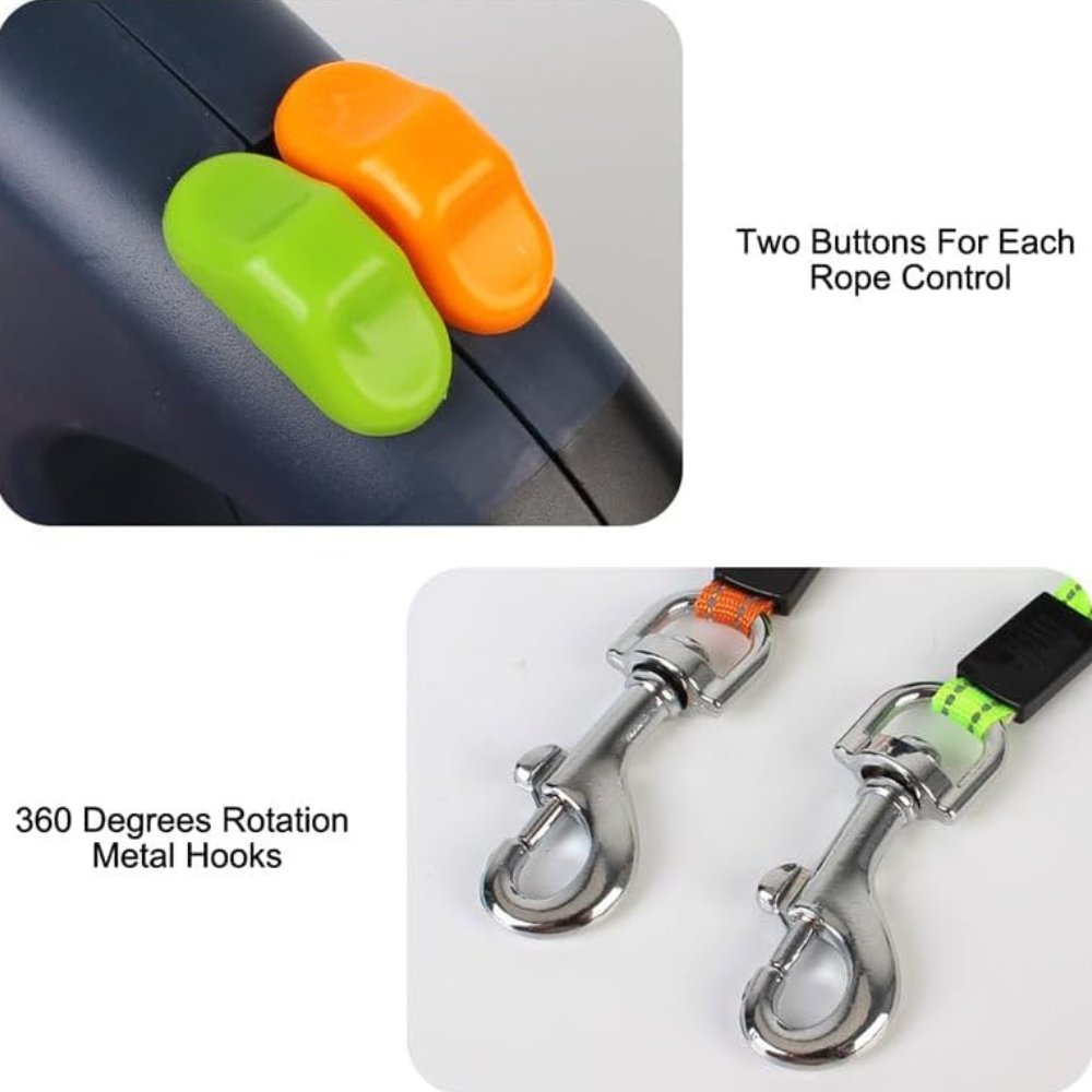 Dual Dog Leash | Tangle-Free Swivel Design | Durable Lightweight Construction | Comfortable Control