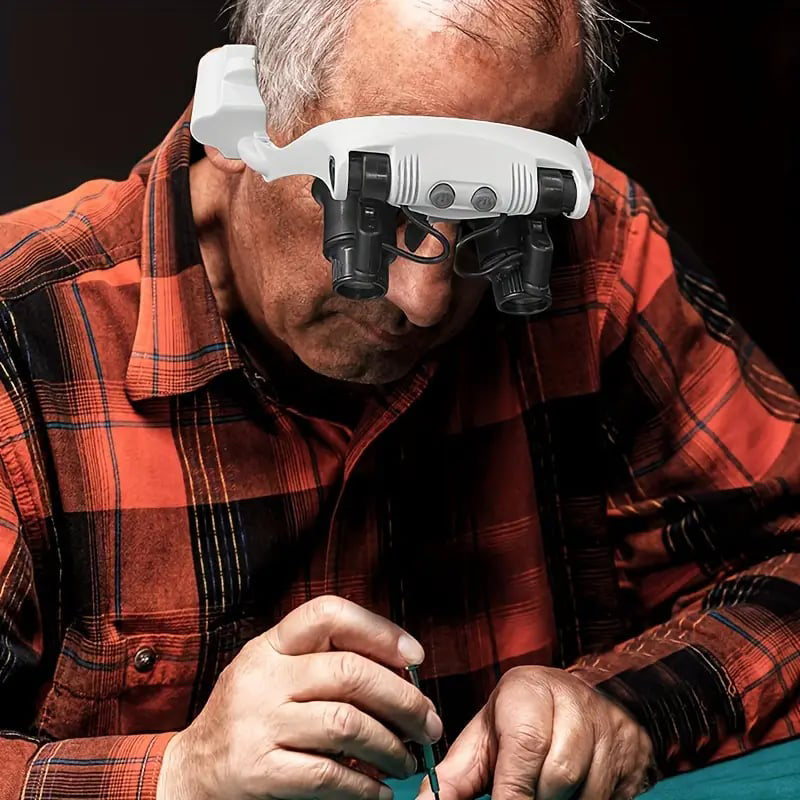Dual-Eye Magnifying Glasses | Adjustable LED Lamps & Rotating Lenses | Up to 23x Magnification