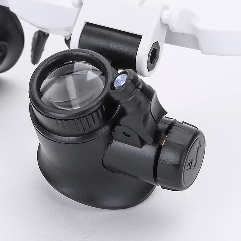 Dual-Eye Magnifying Glasses | Adjustable LED Lamps & Rotating Lenses | Up to 23x Magnification
