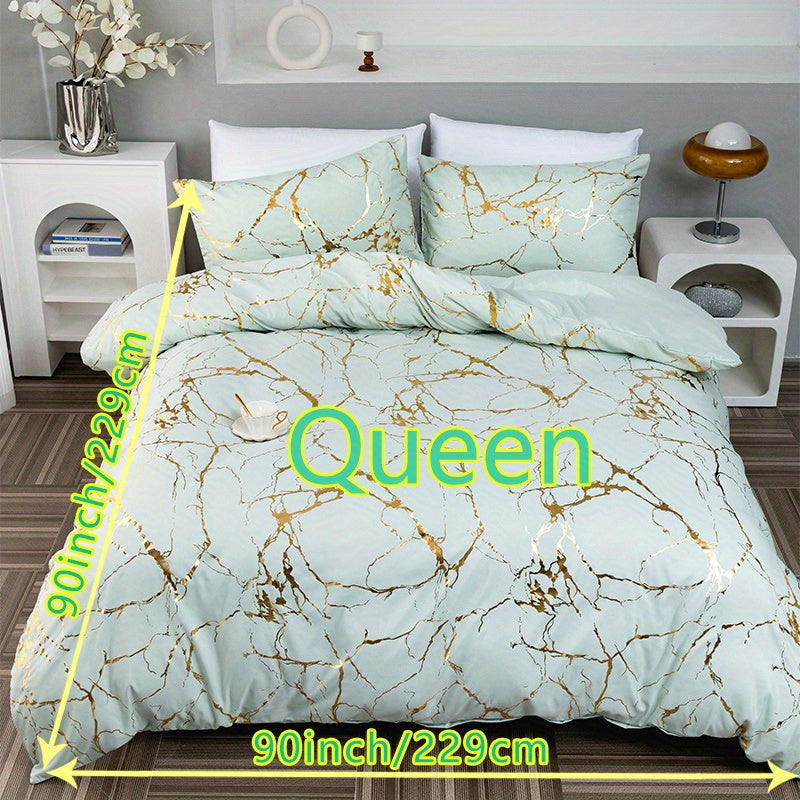 Duvet Cover Set | Gathered Marble Pattern | Includes Pillowcases | Durable, Fade-Resistant Design
