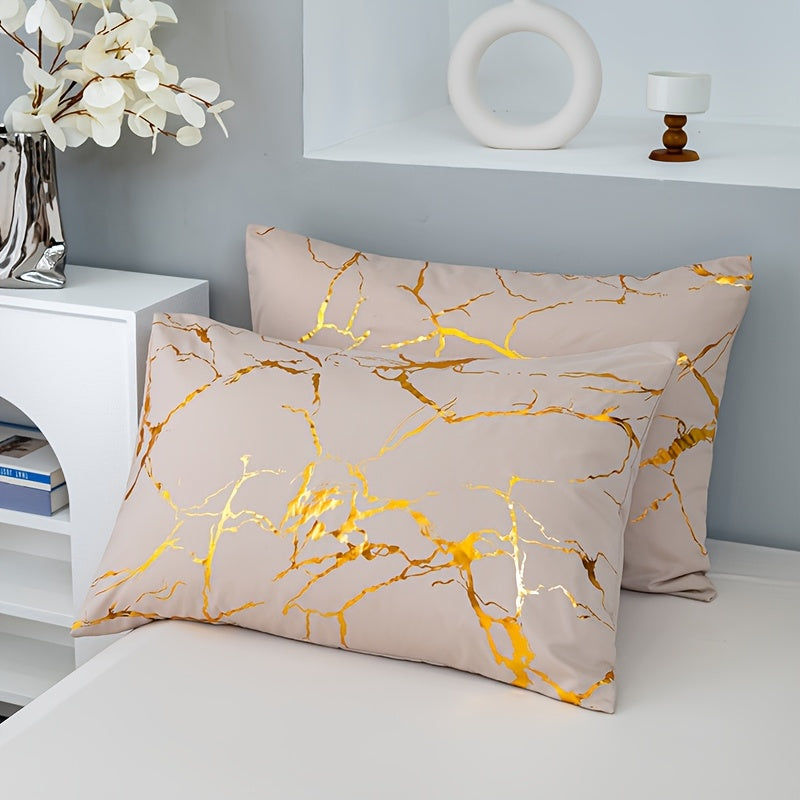 Duvet Cover Set | Gathered Marble Pattern | Includes Pillowcases | Durable, Fade-Resistant Design